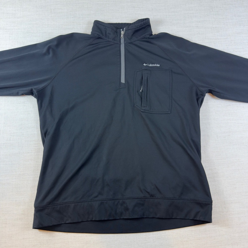 Columbia Mens Quarter Zip Pullover Black Long Sleeve Performance Shirt XL